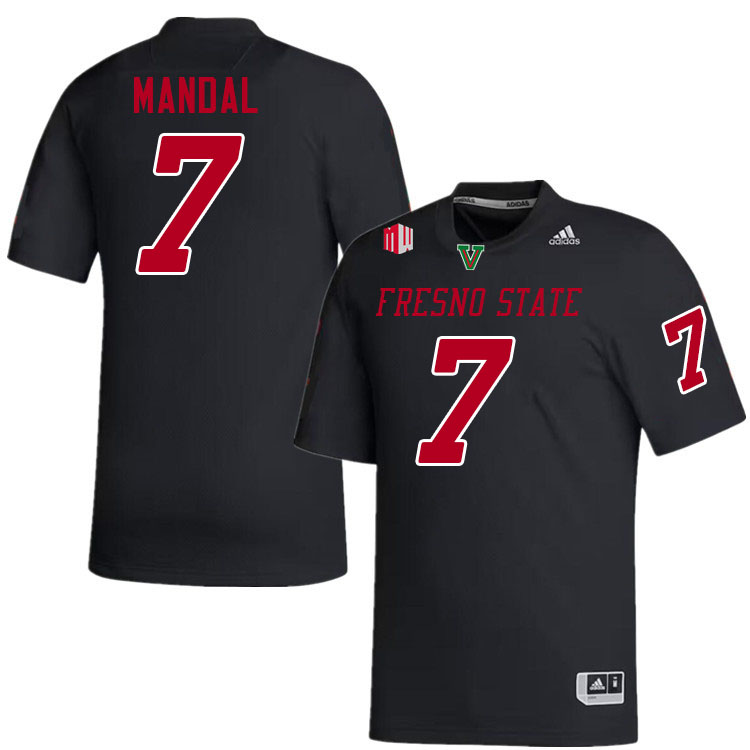 Men #7 Jayden Mandal Fresno State Bulldogs College Football Jerseys Stitched-Black